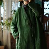 Trench-Coats pour femmes JEOSTES FEMMES VINTAGE LIGNE CHAUDAT HIVER PARKAS V-COLLE LONGE LOBE LOBE plus Coton 2023 vert