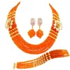 Brincos de colar Conjunto de jóias de casamento africano roxas originais 5 fios fios nigerianos