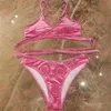 Luksuy velvet bikinis seksowna skrzyżowana bandaż marka mody strojów kąpielowych Summer Swimming Biquins Set List Jacquard Bathing Suit