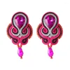 Dangle Earrings KpacoTa Soutache Jewelry Leather Drop Handmade Ethnic Boho Long Earring Women Gift Colourful Weaving Blue Purple