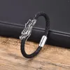 Charm Bracelets Mprainbow Men Rock Punk Dragon Leather Black Rope Chain Wristband Gifts To Dad Father Papa Husband Birthday