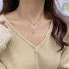 Beaded Necklaces New Shiny Butterfly Necklace Ladies Exquisite Double Layer Clavicle Chain Necklace Jewelry for Ladies GiftL231225