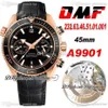 Omf Cal A9901 Automatisk kronograf Mens Watch Rose Gold Black Polished Bezel and Dial 232 63 46 51 01 001 Super Edition Black Bal256V