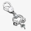 100% 925 Sterling Silver Key Rings Moments Small Bag Charm Holder Gift Set Fit Original European Charms Dangle Pendant Fashion Wom2277