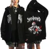Y2k zíper com capuz casual streetwear zip jaqueta haruku gótico zips hoodies moletom com capuz feminino esqueleto zipup com capuz