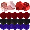 Bolsas de joyería Caja de anillo de terciopelo de boda de forma hexágono con aretes de tapa de tapa desmontable Cajas de exhibición