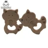 10pcs آمنة كارا التسنين الطفل teether لطيف قرون التصميم الخشبي حلقة الحيوان شكل لعبة يدوي Teether Giraffe Teether 231225