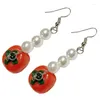 Dangle Earrings Unique Simple Pearl Persimmon Drop Fashion Small Hoop Statement Jewelry