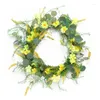 Decorative Flowers Spring Wreath Simulation Artificial Flower Daisy Door Decoration Wedding Rattan Ring Home Pendant