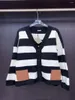 Women's Knits & Tees Designer Womens Knits Ladies Autumn Knitted Coat Outdoor Street Casual Wide Striped Long-sleeved V-neck Single-breasted Cardigan VJHP