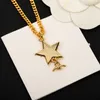 France Jewelry Brand Designer Luxury Brass Necklace Classic Double Letter Five pointed Star Pendant Inlay Swarovski Diamonds Women Charm Necklaces Sister Gift