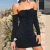 Casual Dresses Off Axel Bh Solid Color Dress Long Sleeve Tube Top