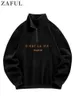 Hoodie for Men Fuzzy Polar Fleece Sweatshirt Letter Embroidered Turtleneck Streetwear Pullover Winter Unisex Zipper Sweats 231222