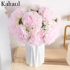 Decorative Flowers Beautiful Peony Artificial Bouquet Pink Big Silk Bloom Fake Flower Home Wedding Centerpieces Decor Living Room Bedroom