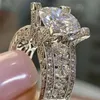 Top Sell Vintage Fine Jewelry 925 STRERLLING SREBRY CUT White Topaz CZ Diamond Siezs Kobiety Wedding zaręczynowe Zespół zaręczynowy Ring276T