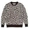 Men's Sweaters Autumn Winter WACKO MARIA Knitwear High Quality 1:1 Heavy Fabric Full Print Leopard Mens Womens Sweater Pullover With Tags