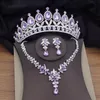 Bijoux magnifique ensembles de bijoux nuptiaux en cristal violet pour femmes couleurs sierres de boucles d'oreilles colliers de mariage