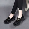 Dress Shoes Genuine leather small shoes for women in spring new British style black loafers non slip soft soled women's work