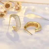 Saplama Küpe 925 Gümüş Minimalist Ay Körfezi Şık 18K Altın Kaplama Zirkon Kulak Saplamaları Kadınlar İçin
