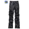 Pantaloni da uomo Pantaloni in pelle a pieghe Pantaloni da moto Pantaloni in pelle per uomo Street Wear pantaloni in ecopelle uomo HIP HOP pantaloni cargo in pelle J231225