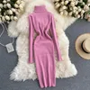 Kleider für Frauen sexy Rollkragenpolster gestricktes Körperkleid Frauen Herbst Winter Winter Langarm Pullover Kleid 231225