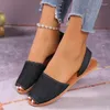 Sandals Femmes Cowboy 2024 Fashion Casual Flats Chaussures Marque Summer Peep Toe Slippers Walking Flip Flops Mujer Zapatos Tlides