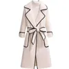 Oversized 4xl Fall Winter Woolen Long Coats Women's Lapel Slim Wool Blend Jackets With Belts Korean Elegant Thick Overcoats 231225