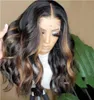 تمييز الباروكات 13x4 OMBRE BROWN BODY WAVE الشفافة الدانتيل الأمامي REMY HUSY HISH BASE BASE FRONTAL 13X6X174056495606324