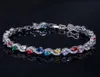 Squisiti bracciali da donna gioielli Bracciale con ciondoli rotondo Svizzera AAA zirconi rossi bianchi verdi rubini argento placcato oro 18 carati2857699