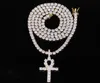 قلادة الهيب هوب المثلجة Zircon Ankh مع قلادة سلسلة تنس 4 مم مجموعة Micro Pave Cz Stones Men Jewelry4323486