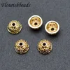 50pc Hight Quality Gold Plating CZ Beads Paved Spacer Findings Bulk End Charms Bead Cap for Jewelry Making Supplies 231225