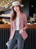 Vestes dames incendie formel Nouveau arrivée rose noire plaid femme femelle à manches longues bouton simple mince professionnel de travail