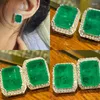 Stud Earrings Rectangular Faux Columbia Emerald