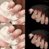 False Nails French Long Ballerina Wine Red Red Fish Pink Aurora Cover Full Cover su Women Girls