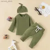 Set di abbigliamento per bambini a maglia per bambini a colore lungo manica lunga cappello da bambino per bambini pantaloni da ragazzo a tre pezzi abiti