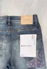 Man Jeans Designer Paarse Jeans Skinny Ripped Biker Slim Straight Skinny Broek Designer Stack Amerikaanse maat Jeans Heren Trend Brand Vintage Pant Heren 29-40 7006