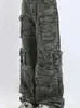 Y2K American Retro Fashion Camouflage Overalls för män och kvinnor High Street Hip-Hop Wide Leg Straight Tube Casual Pants