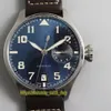 Top Version ZFF Big Pilot 500908 7 Day Power Reserve Blue Dial Cal 51111 Automatic 500916 Mens Watch Steel Case Case Strap Spor245s