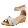 Sandalen weibliche Schuhe Keilabsatz für Frauen elegante Mädchen Sommerkreuzgurt Open Toe High Heels Lady Roman BM029