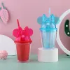 15oz mouse ear tumblers com arco mouse orelhas copo 450ml 8 cores garrafas de água de plástico acrílico portátil bonito criança cups2823322 ll