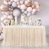 Tulle table skirt highend goldrimmed mesh wedding Year's party decoration el supplies cover 231225