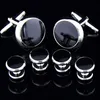 New Cufflinks Collar Studs Cuff links Tuxedo 6PCS Set Lawyer cuffs French Black Scumble Gemelos 497261g