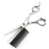 Professional JP440c steel 6 '' 2 in 1 hair scissors with comb haircut barber makas cutting shears hairdresser 231225