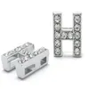 50st Lot 8mm H Full Rhinestones Bling Slide Letter DIY Alfabet Charms Passar för 8mm läder armbandsarmband SL0013297G