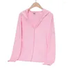 Women's Jackets Summer Sun Protection Jacket Women Pink Lace Ice Cool Coat With Hoodies Solid Fashion Light Weight Long Sleeve Female