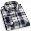 Men's Casual Shirts 2023 Autumn/Winter Large Cotton Plaid Brushed Long Sleeve Shirt Wrinkle Resistant Business No Iron Thick