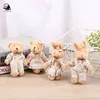 Schattige linnen teddybeer sleutelhanger vrouwen paar landelijke stijl konijn op zak auto snuisterij vrouwelijke bruiloft speelgoed meisjes cadeau 231225