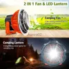 Elektriska fläktar 5200mAh LED Camping Fan Lights Outdoor USB Laddningsbart tält Camping Ljus Travel Portabel takfläkt Lamp Emergency Power Bank YQ231225