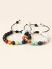 Strand YUOKIAA 8mm 7 Chakra perle pin blanc lisse noir verre traitement pierre Bracelet prière réglable bijoux cadeau