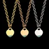 T letter peach heart wave green drop oil thick necklace couple foreign trade heart-shaped necklace for woman227U